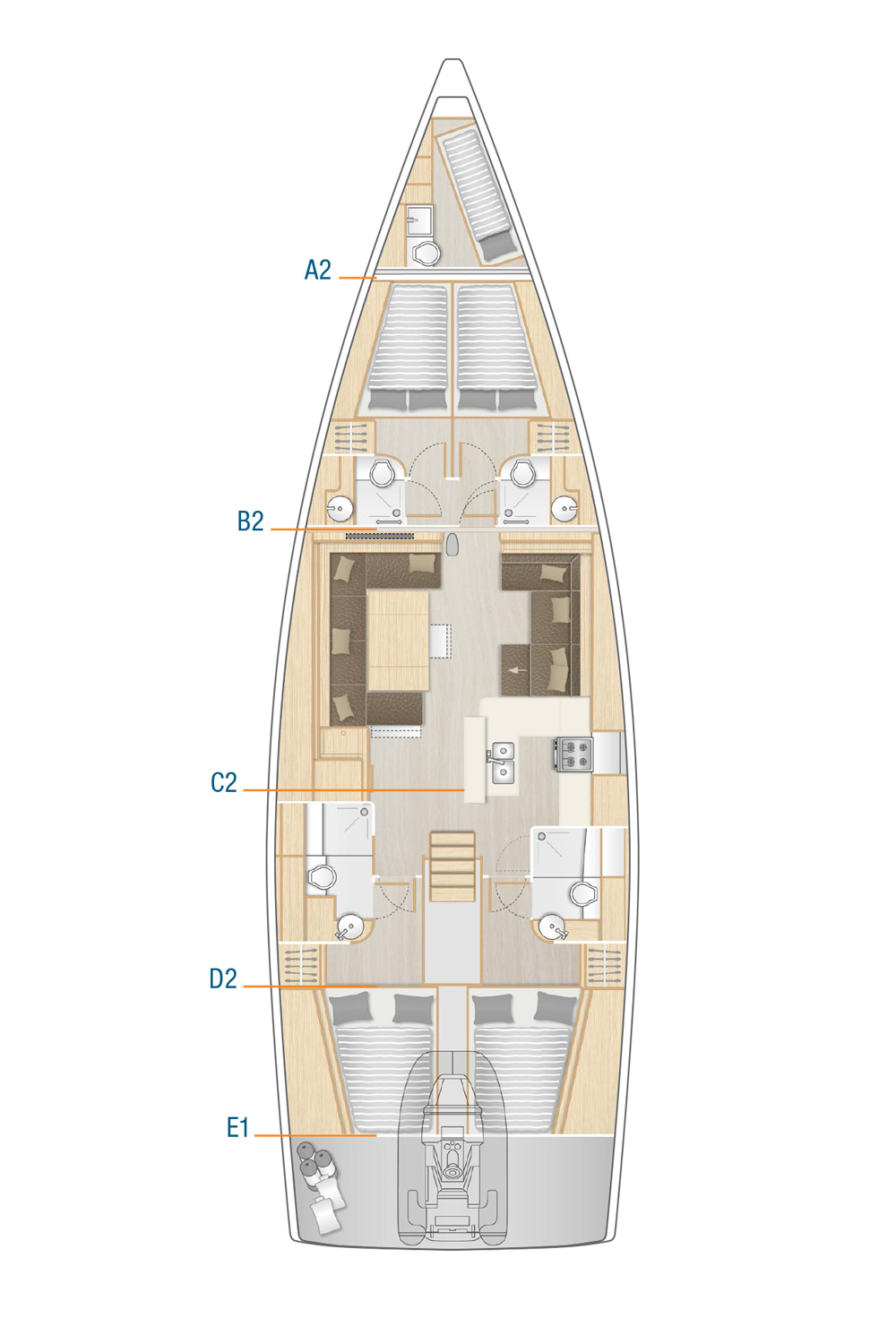 Hanse 588 - 4 + 1 cab. — photo 2
