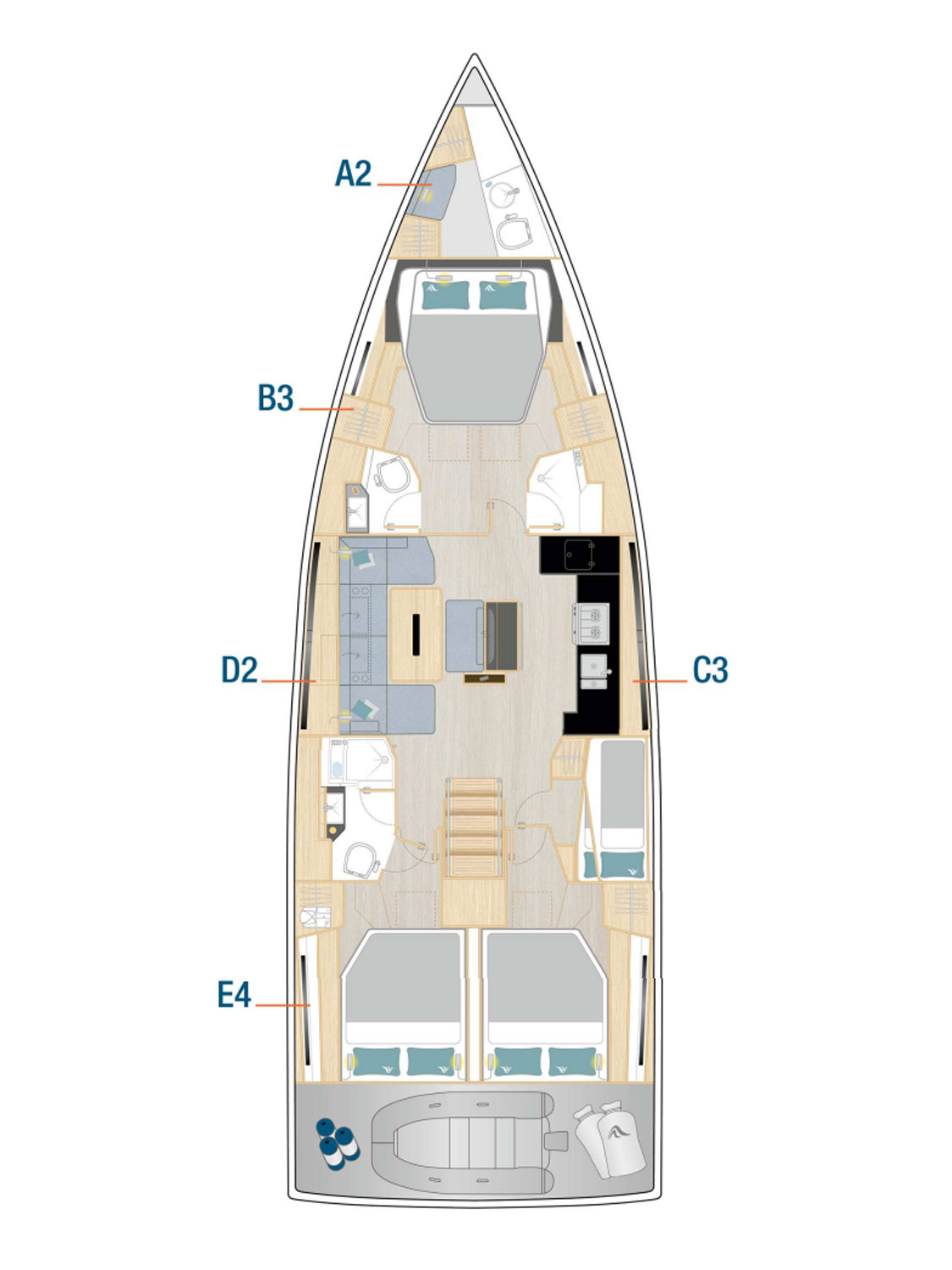 Hanse 510 - 4 + 1 cab. — photo 2
