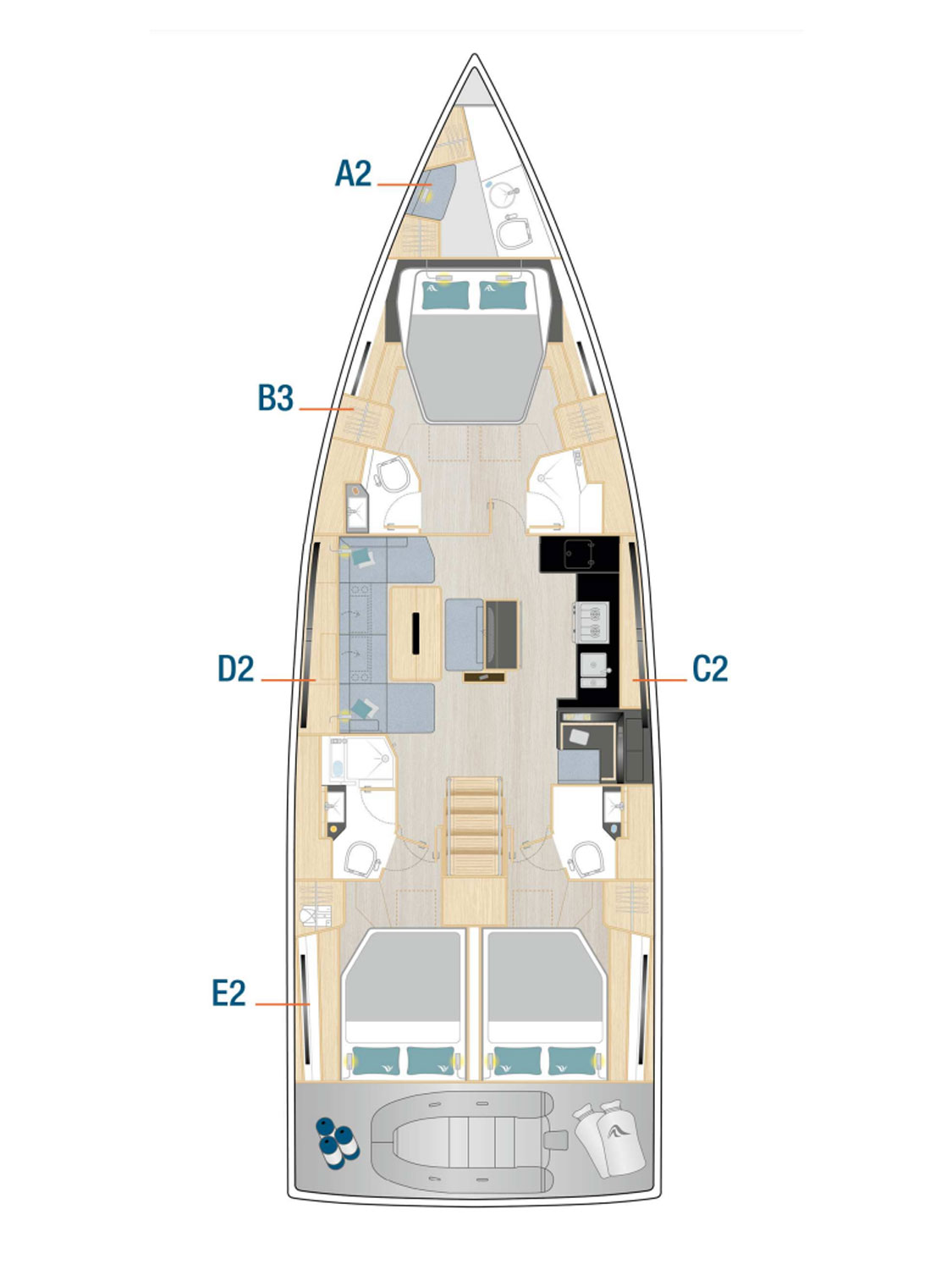 Hanse 510 - 3 + 1 cab. — photo 2