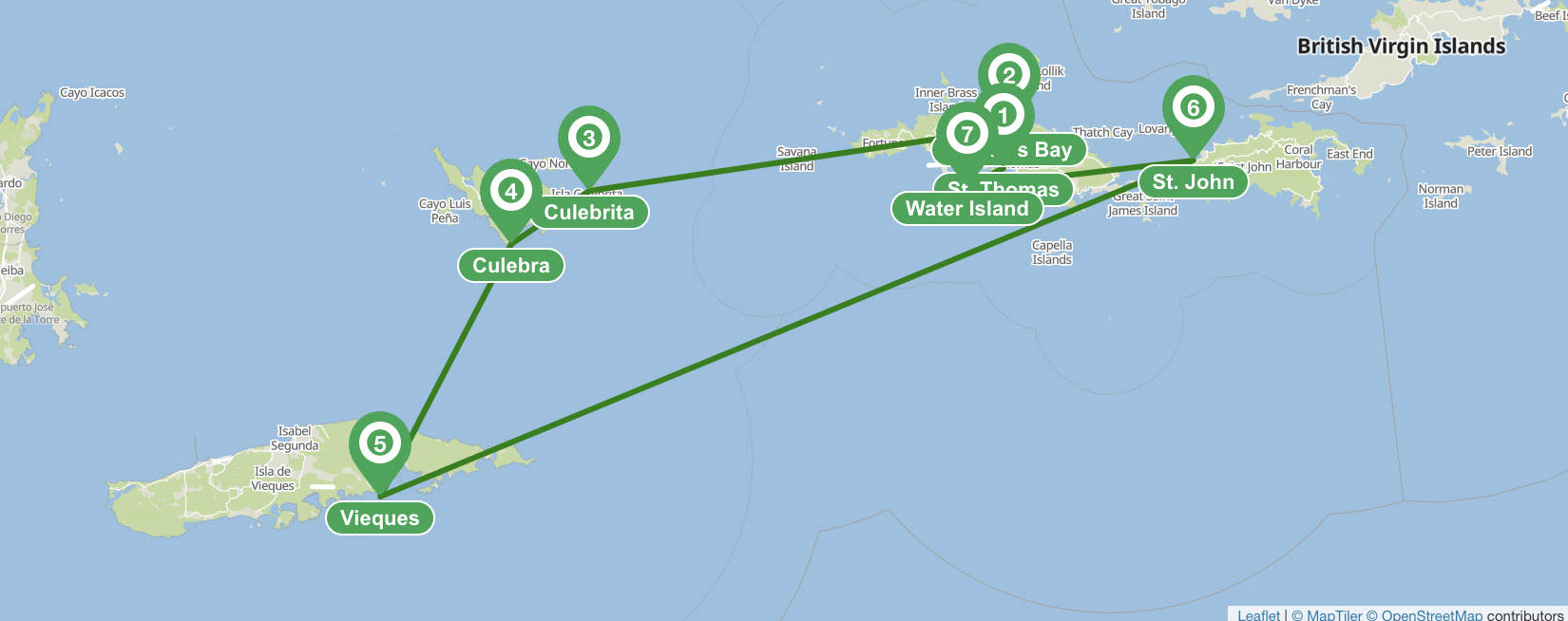 Itinerario de navegación desde St. Thomas - 7 días