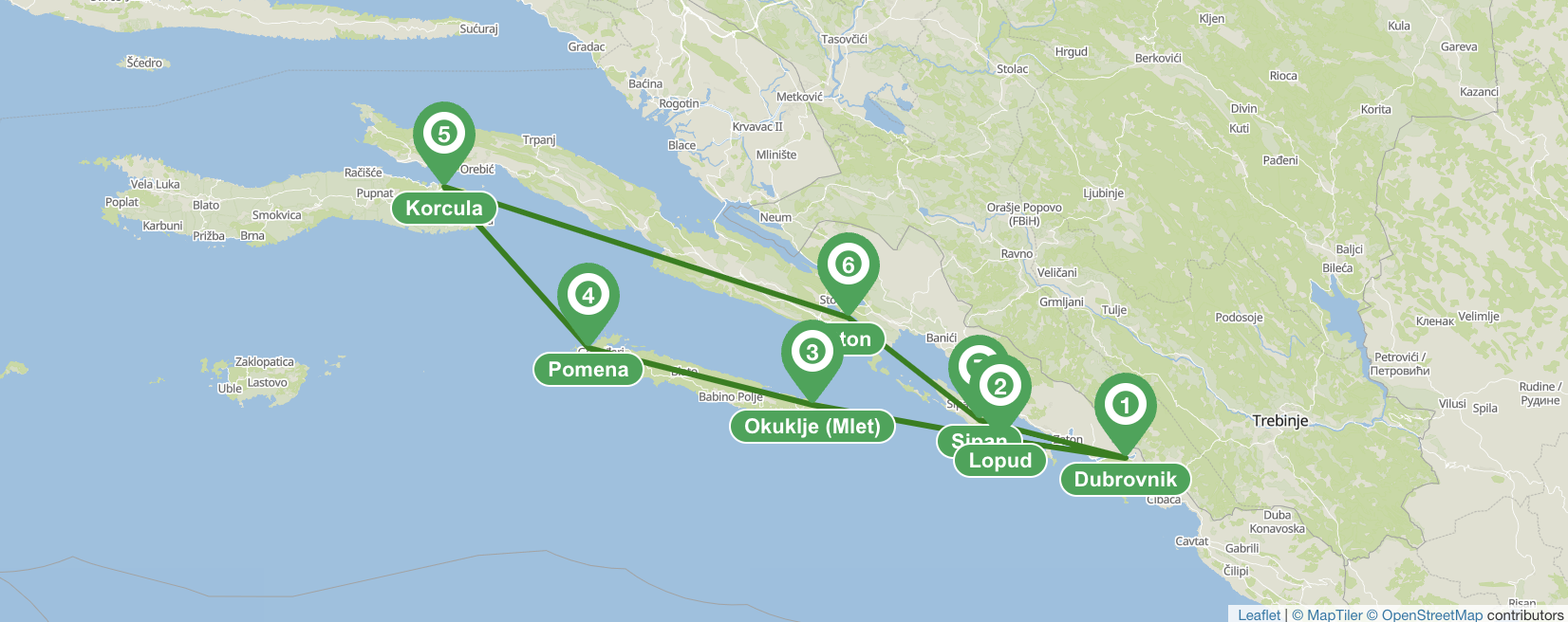 Itinerario en velero desde Dubrovnik - 7 días