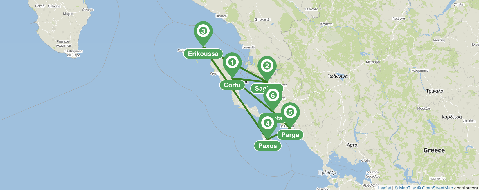 Itinerario de 7 días en velero por Corfú