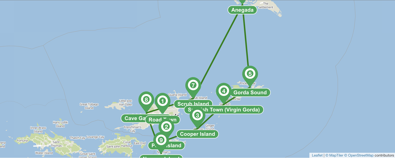 Tortola IVB 10 días de navegación itinerario