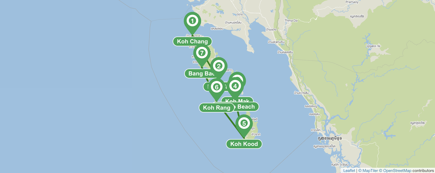 Itinerario de navegación desde Koh Chang