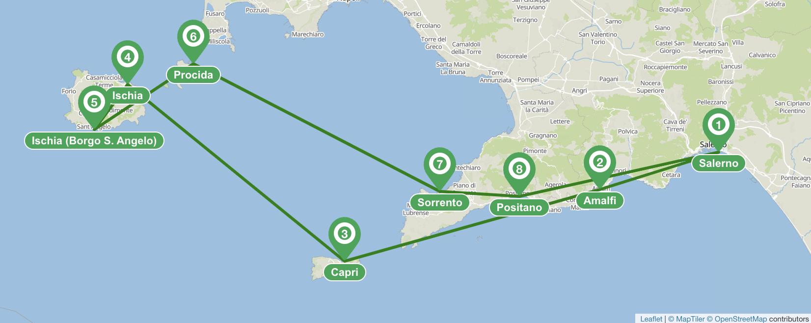 Itinerario en velero de 9 días por la costa amalfitana