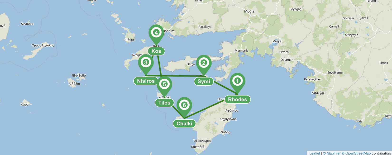 Itinerario en velero por Rodas y el Dodecaneso