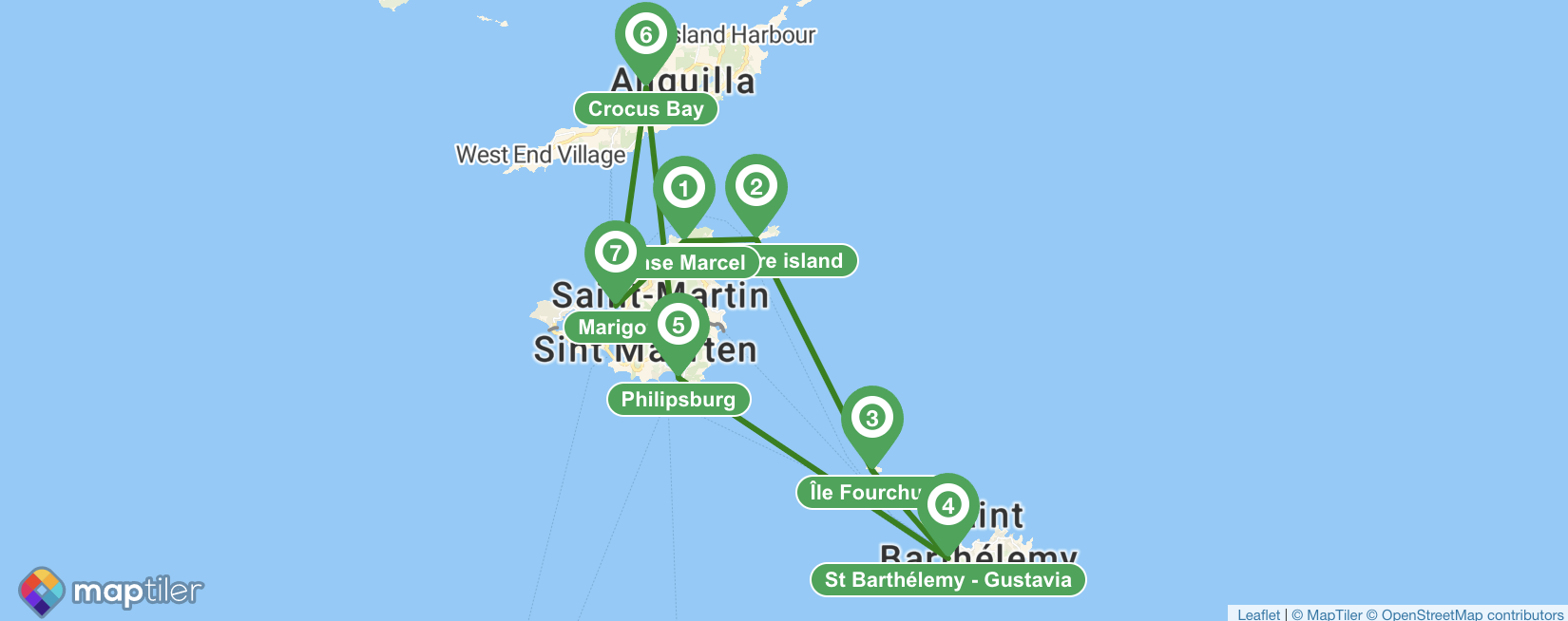 Itinerario de navegación de San Martín a San Bartolomé