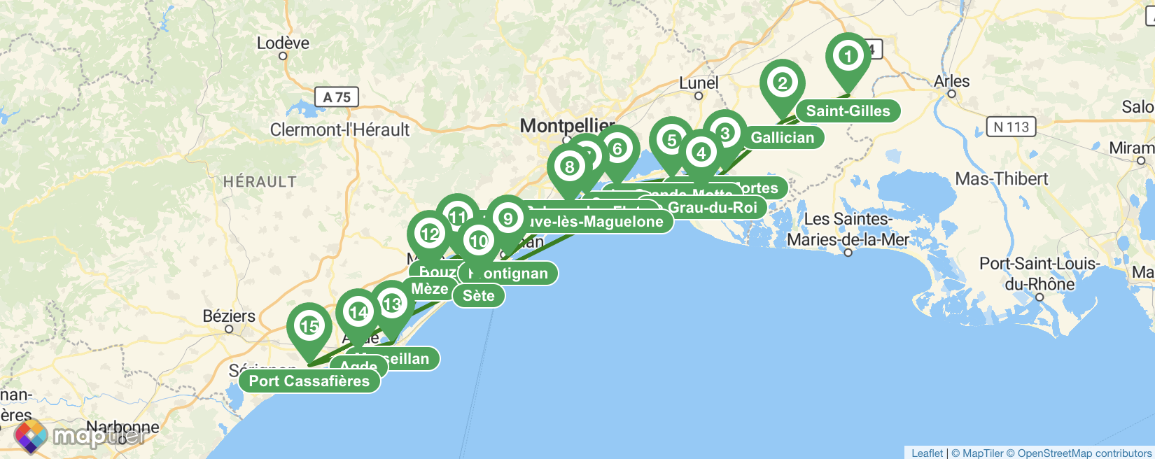 La Camarga: Itinerario del Canal del Ródano a Sète