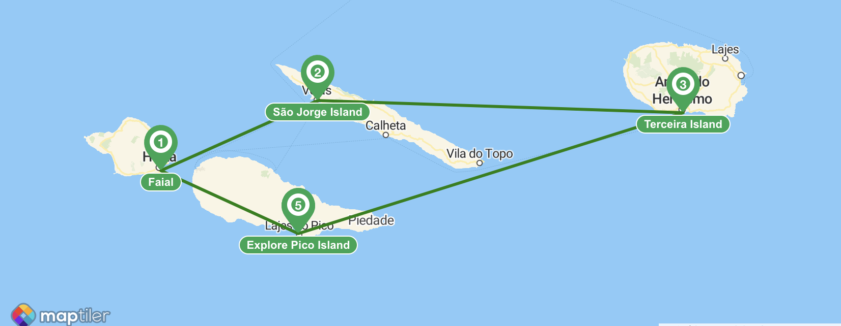 Itinerario de navegación por Faial