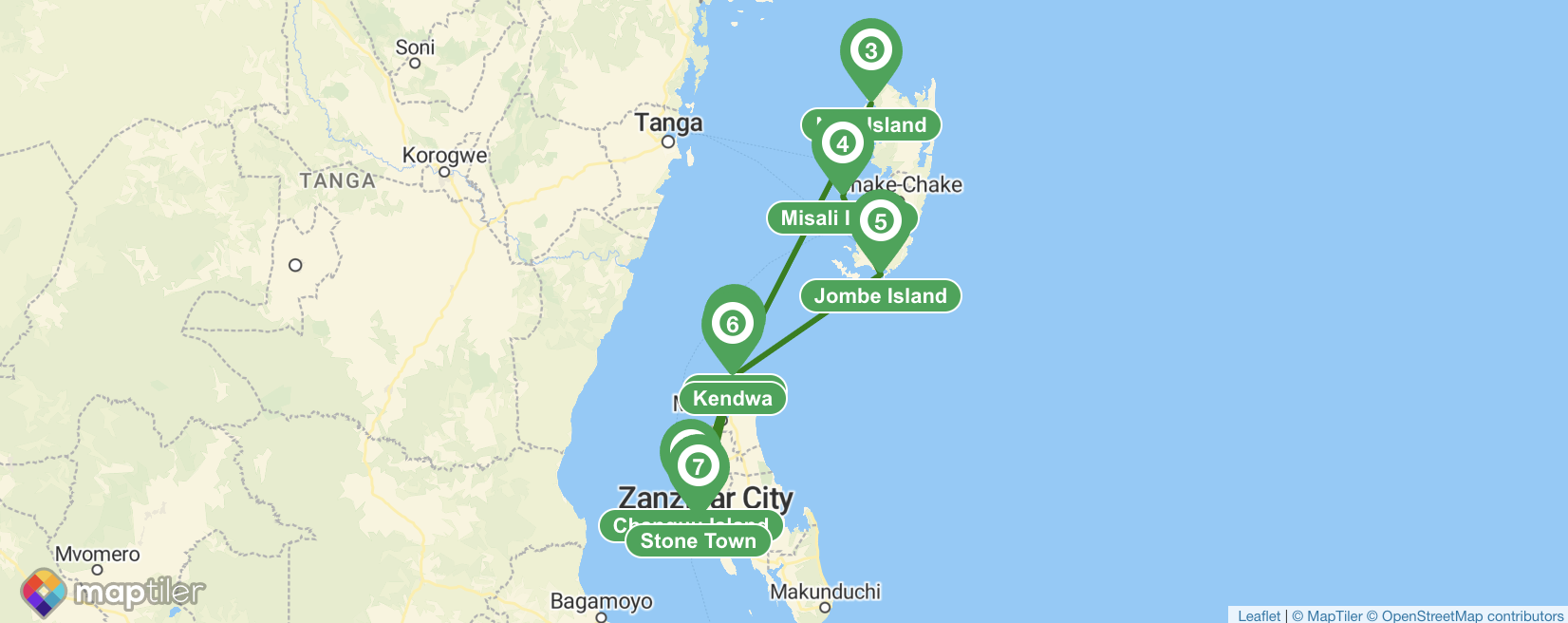 Zanzíbar – Itinerario de navegación