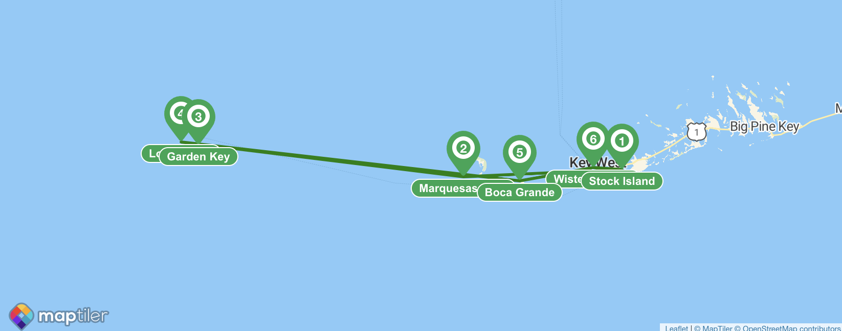 Itinerario de navegación por los Cayos de Florida